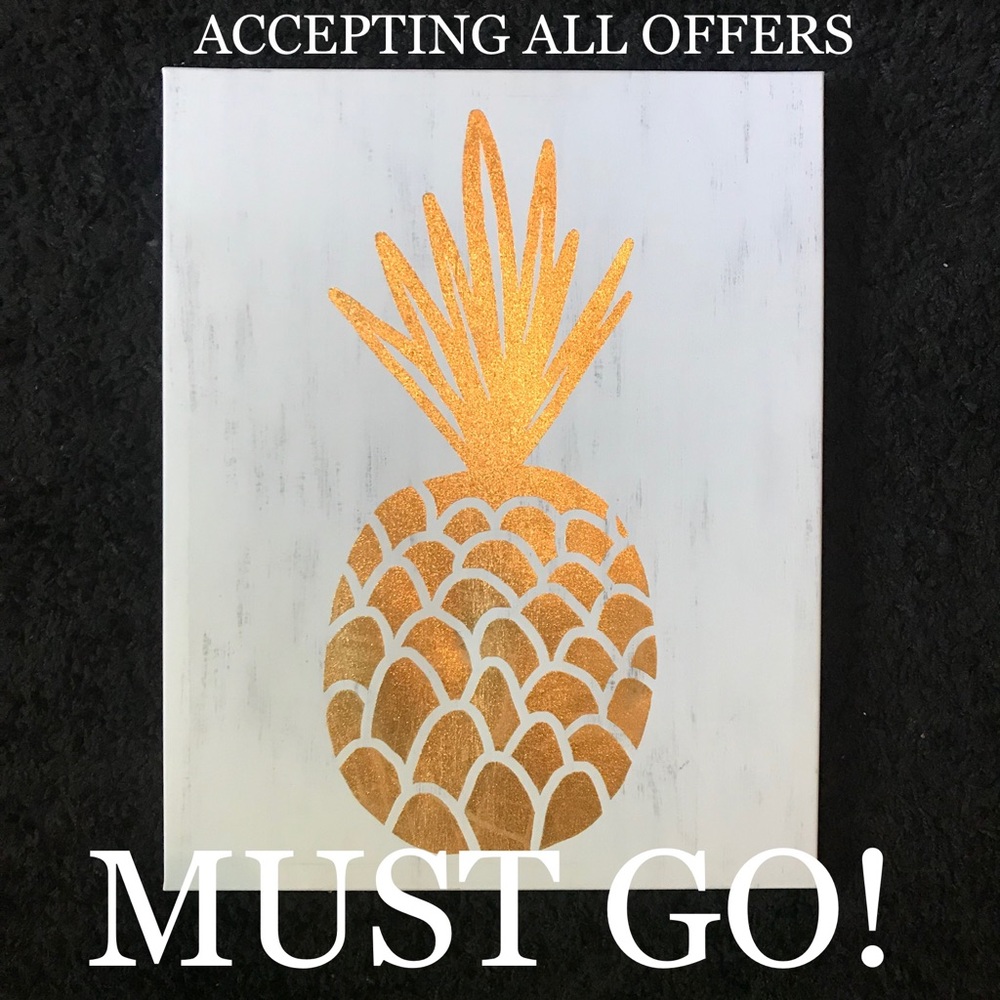 Vintage Gold pineapple canvas Room Decor